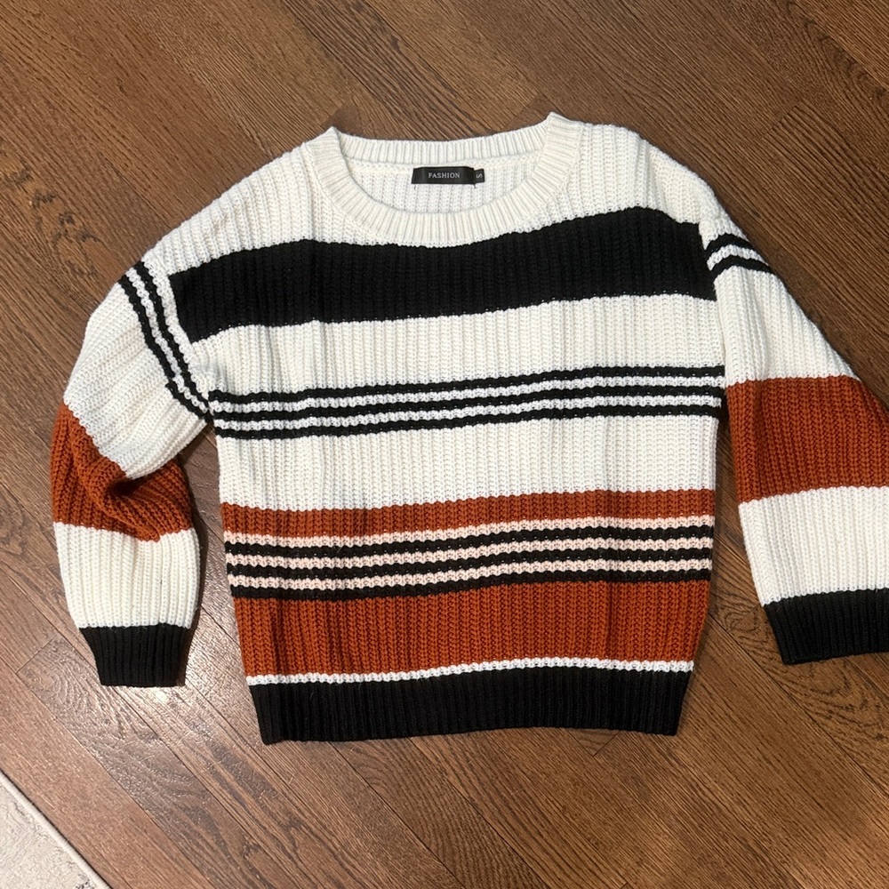 Forever 21 Striped Sweater - Black, White, and Brown